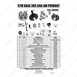 Вариатор в сборе ведущий STM Rage 3RS для Can-Am Outlander Renegade PATV6 White Primary Spring (2 1 4  load 91 lbs - 1 1 4  load 155 lbs)
